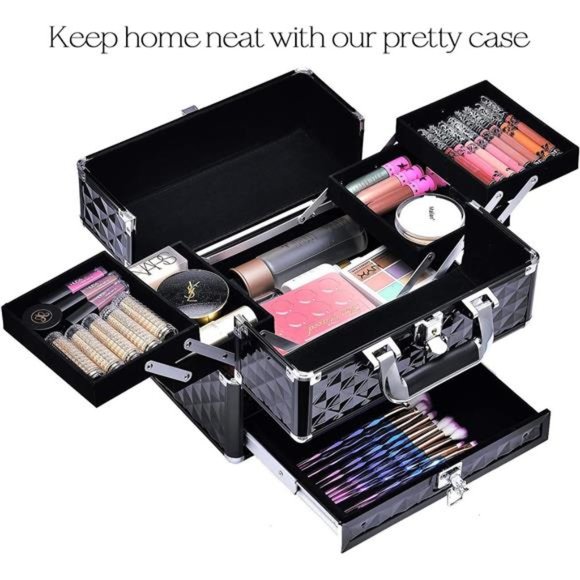 Makeup Train Cases Professional Travel Makeup CosmeticCase Organizer PortableBox - Picture 2 of 6